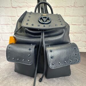 Valentino Mario Simeon Studded Leather Backpack Navy NWT